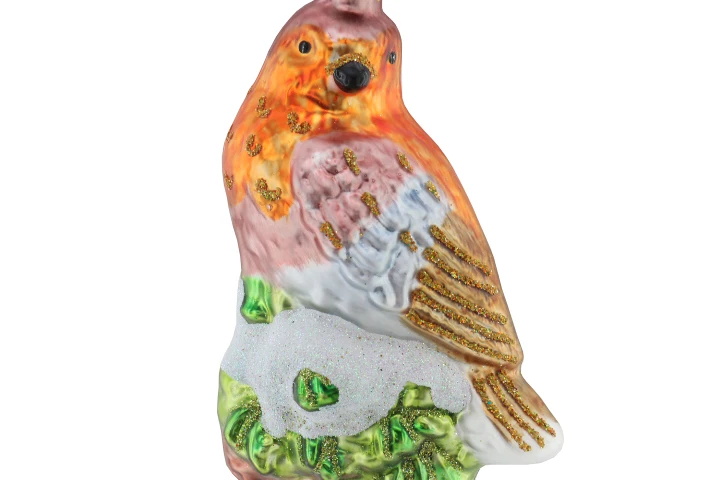 Bird Shape Christmas Glass Decoration Home New Year Window Scene with Tree Animal Pendant Singing Oriole