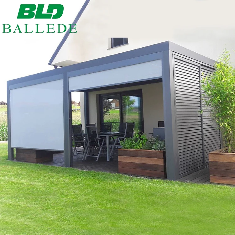 DIY Pergola bioclimatic garden balcony metal square tube outdoor gazebos pergola with curtains