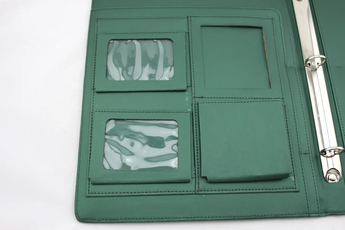 PU leather design 3 hole ring binder clip mechanism file folder A4