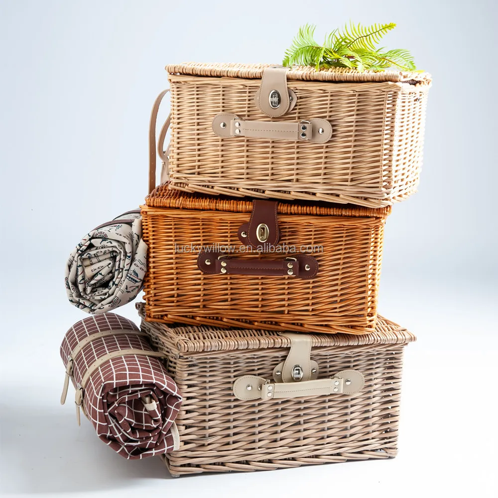 Wicker picnic basket factory wholesale customized wicker picnic gift hamper for 6 person with all accessories