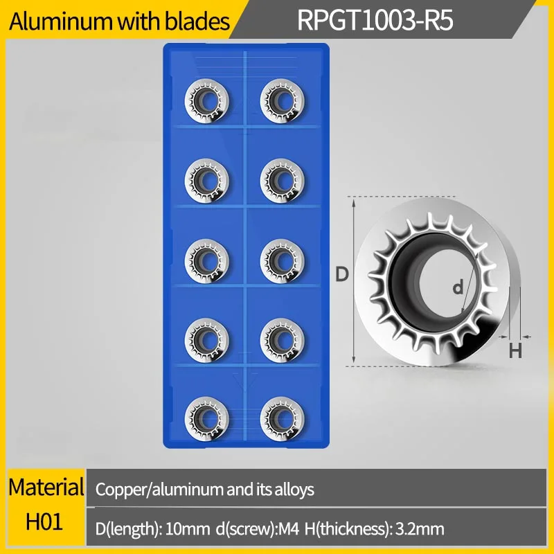 Aluminum Insert RPGT08T2 RPGT1003 RPGT10T3 H01 Carbide End Milling Tool CNC Milling Insert turning tool