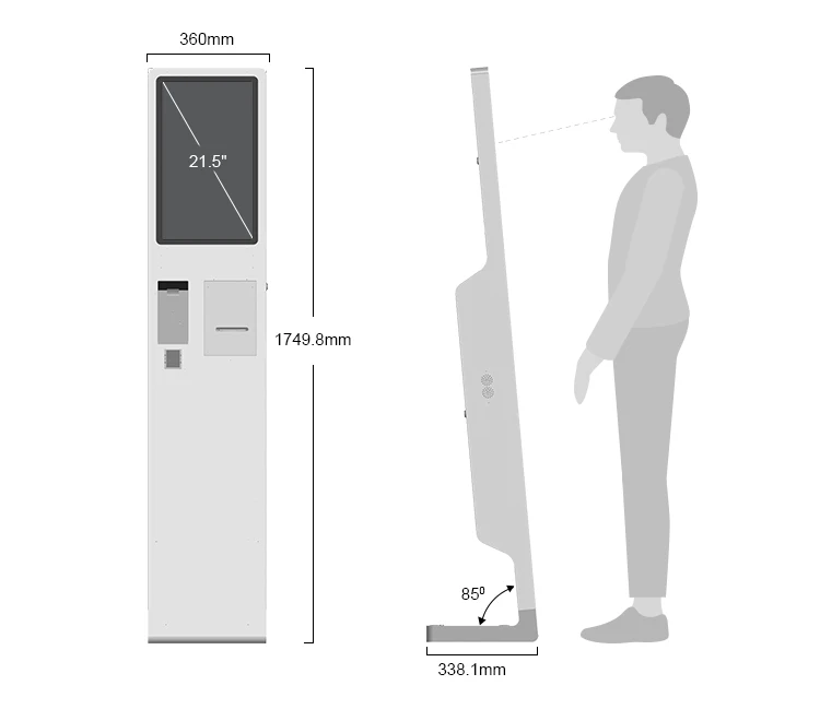Self Order POS Solutions 21.5 Inch Capacitive Touch Display Self-Ordering Kiosks For Restaurants