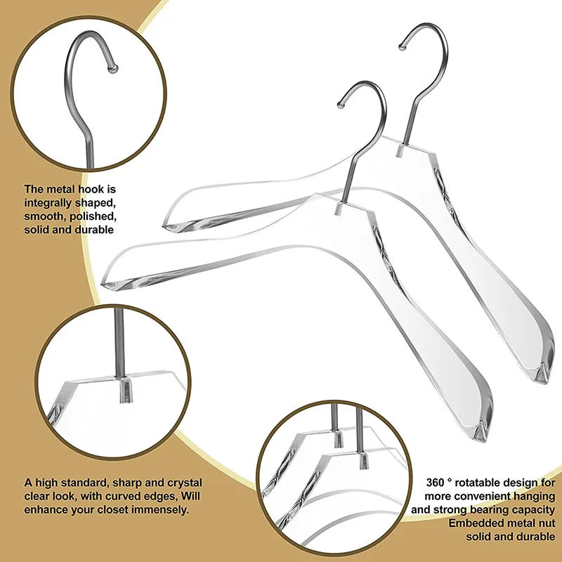 Clear Acrylic Clothing Curved Stylish Coat Adult Hangers for Dress Suit