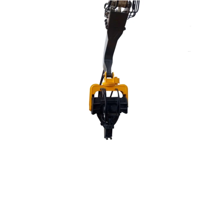 Excavator used hydraulic screw pile driver for solar projects