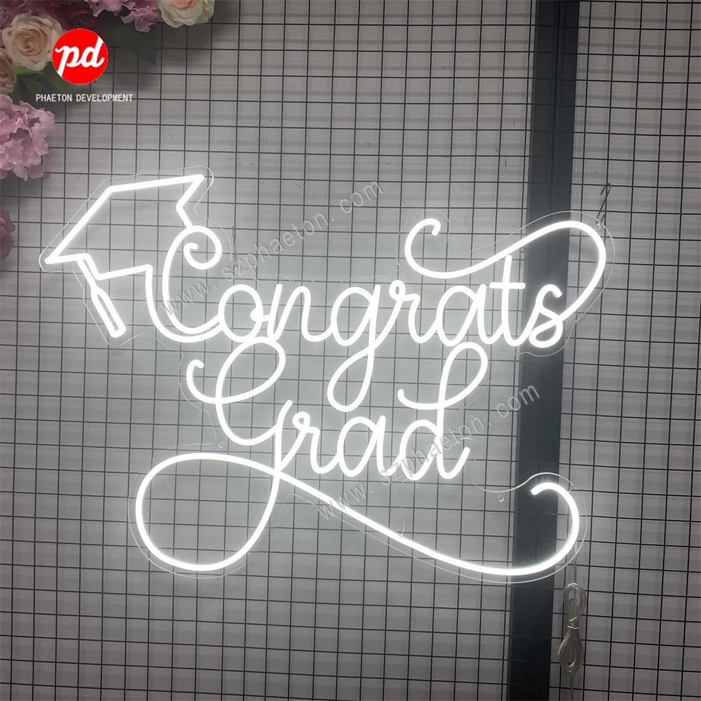 Graduation season custom led neon lights, graduation cap acrylic backboard neon sign for decoration