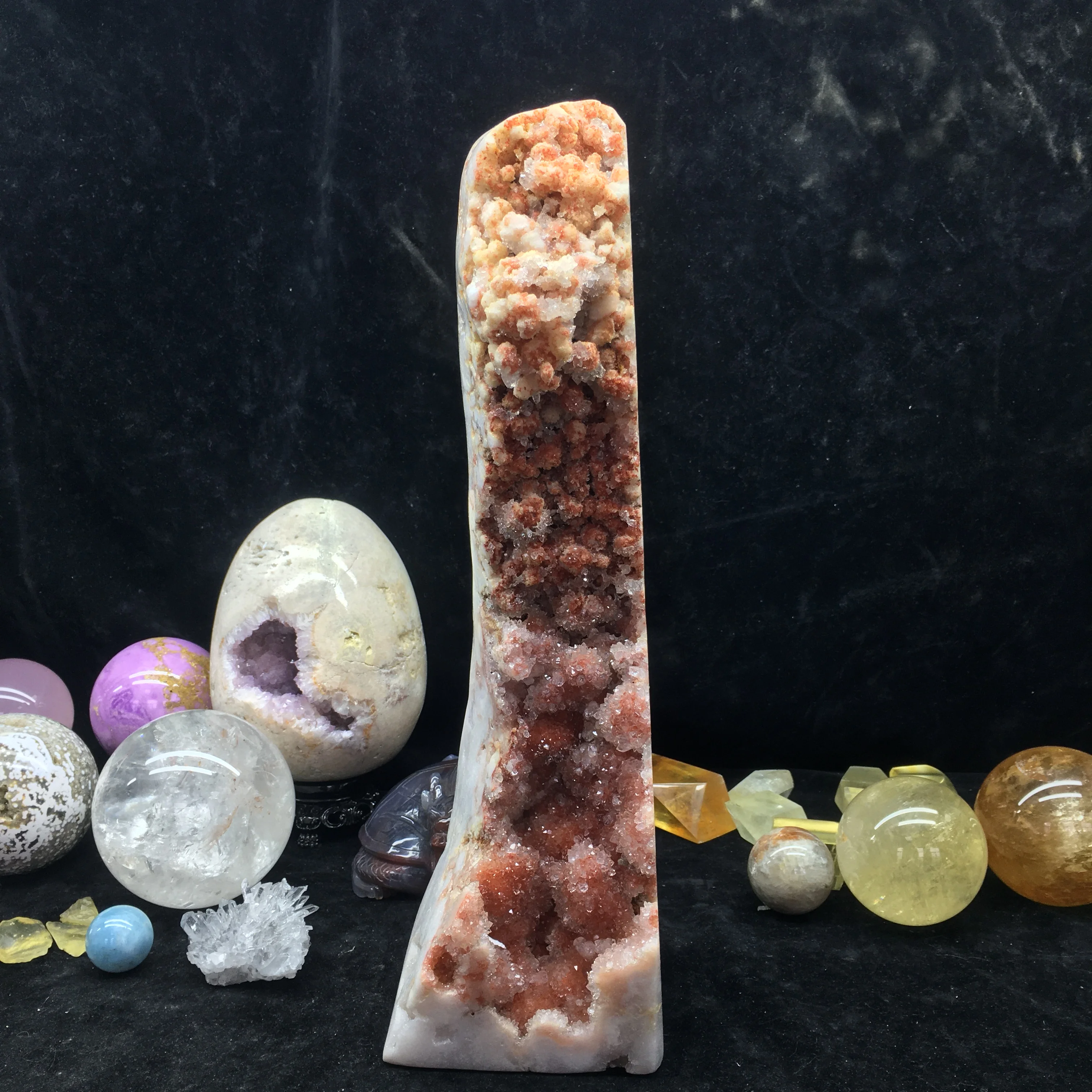 Hot Sale Wholesale Natural Healing Crystals Pink Amethyst Stand Geode