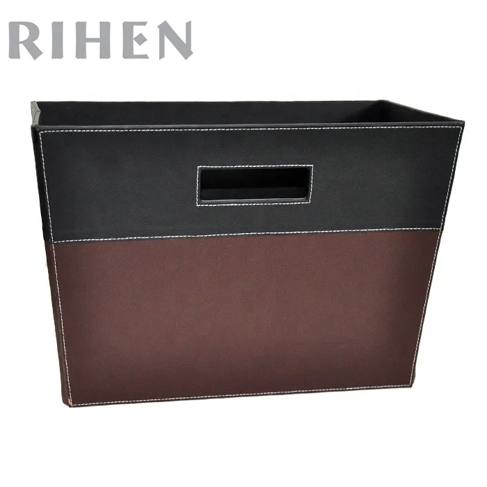 Factory Wholesale Desktop Organizer Magazine Rack PU Leather Office Counter Bookcase Display Shelf Rack for Home office