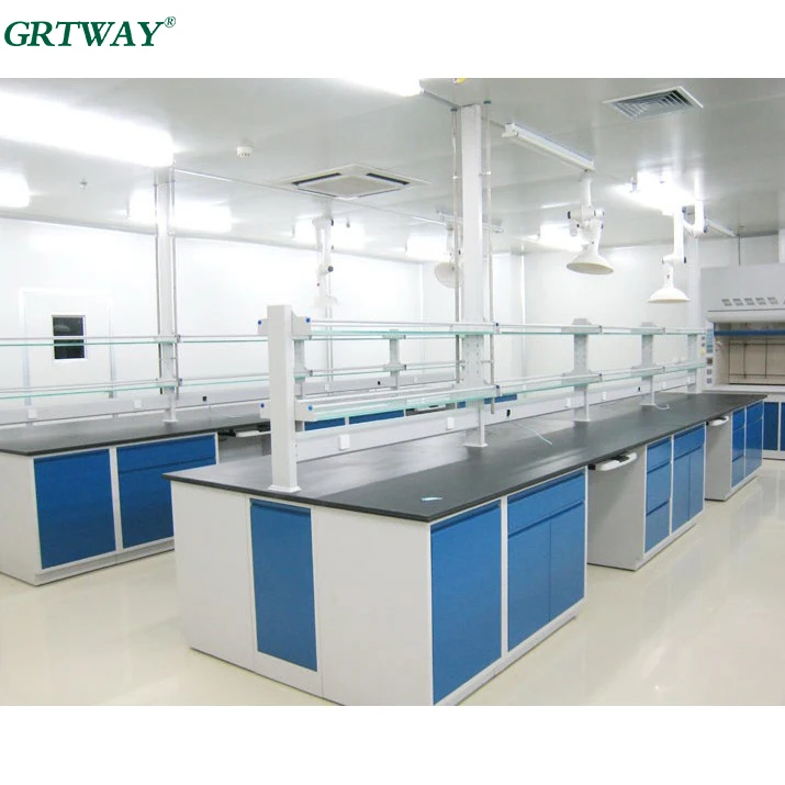 LAB021 Laboratory Workbenches with Steel Frame and Chemical Resistance Counter Top High Quality Lab Furniture