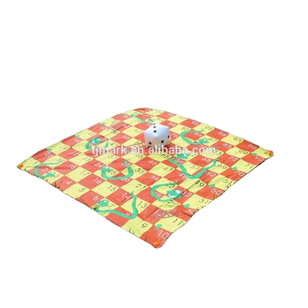 Two-sided 1.5*1.5M 2 in 1 kids lawn game mat 2 in 1 giant snakes and ladders games&large twister game