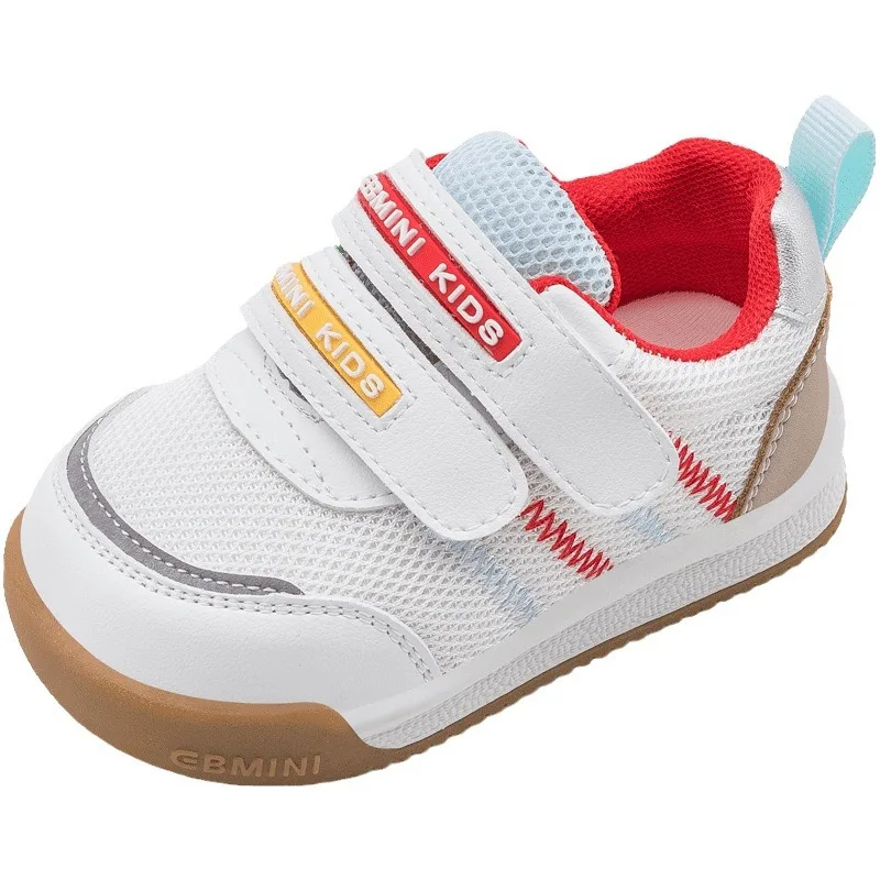 Ebmini color matching fashion double colored stripe round toe soft sole baby casual toddler board shoes