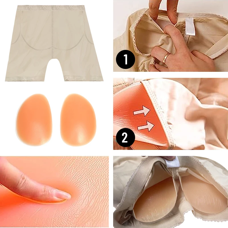 SILICONE BUTTOCKS UNDERWEAR BUTT BUM PAD LIFT HIP PANTIES BRIEFS SKIN
