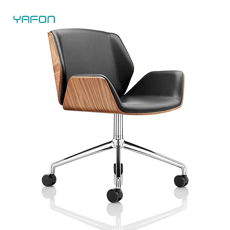 Luxury Leather Upholstery With Wooden Frame High Back Leisure Office Chair