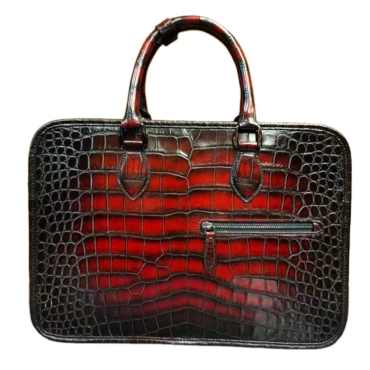 Luxury high quality gentlemen London authentic real ostrich skin briefcase box bag