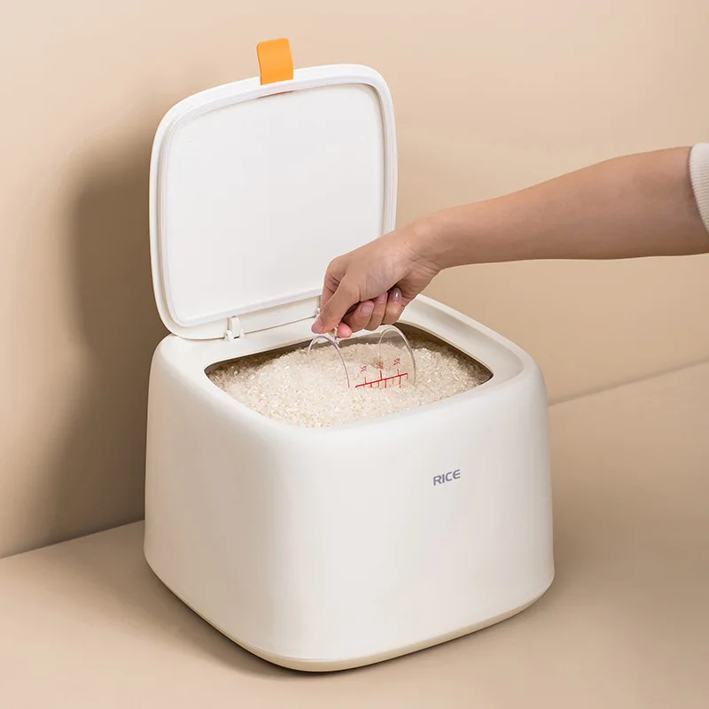 10kg Plastic Kitchen Cabinet Rice Storage Food Containers Box Rice Bucket With Lid