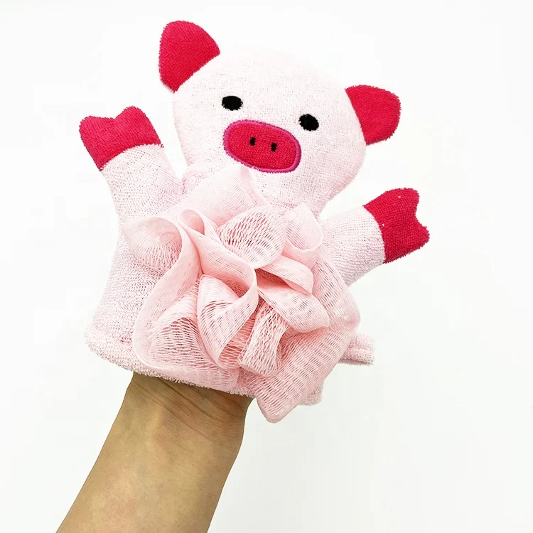 Cartoon Design Glove Massager Brush Back Scrub Kids Bath Scrubber