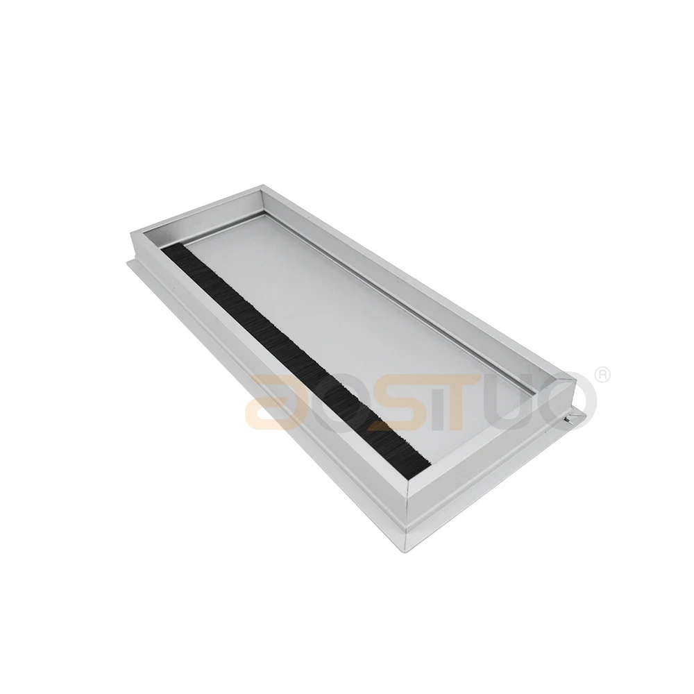 Customized size aluminum flip up wire organizer box tabletop rectangular cable grommet for office workstation