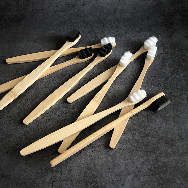 Custom Private Label Biodegradable Bamboo Micro-Nano Charcoal Toothbrush with 20000 Soft Silk Nano Bristles