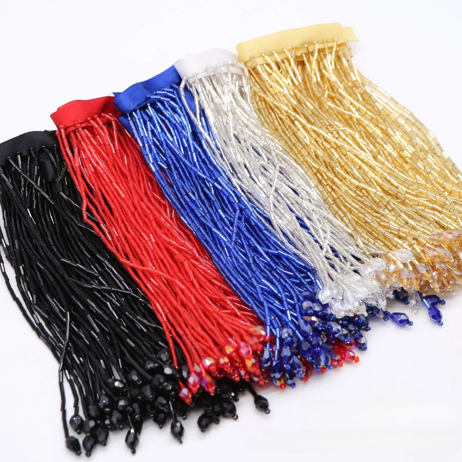 Wholesale Handmade Delicate Bead Fringe Trim Crystal Beaded Dress Tassel Fringe