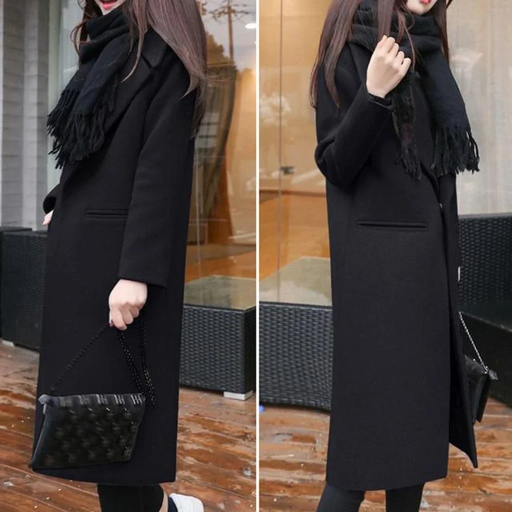 High Quality Winter Ladies Wool Women Single Breasted Long Overcoat