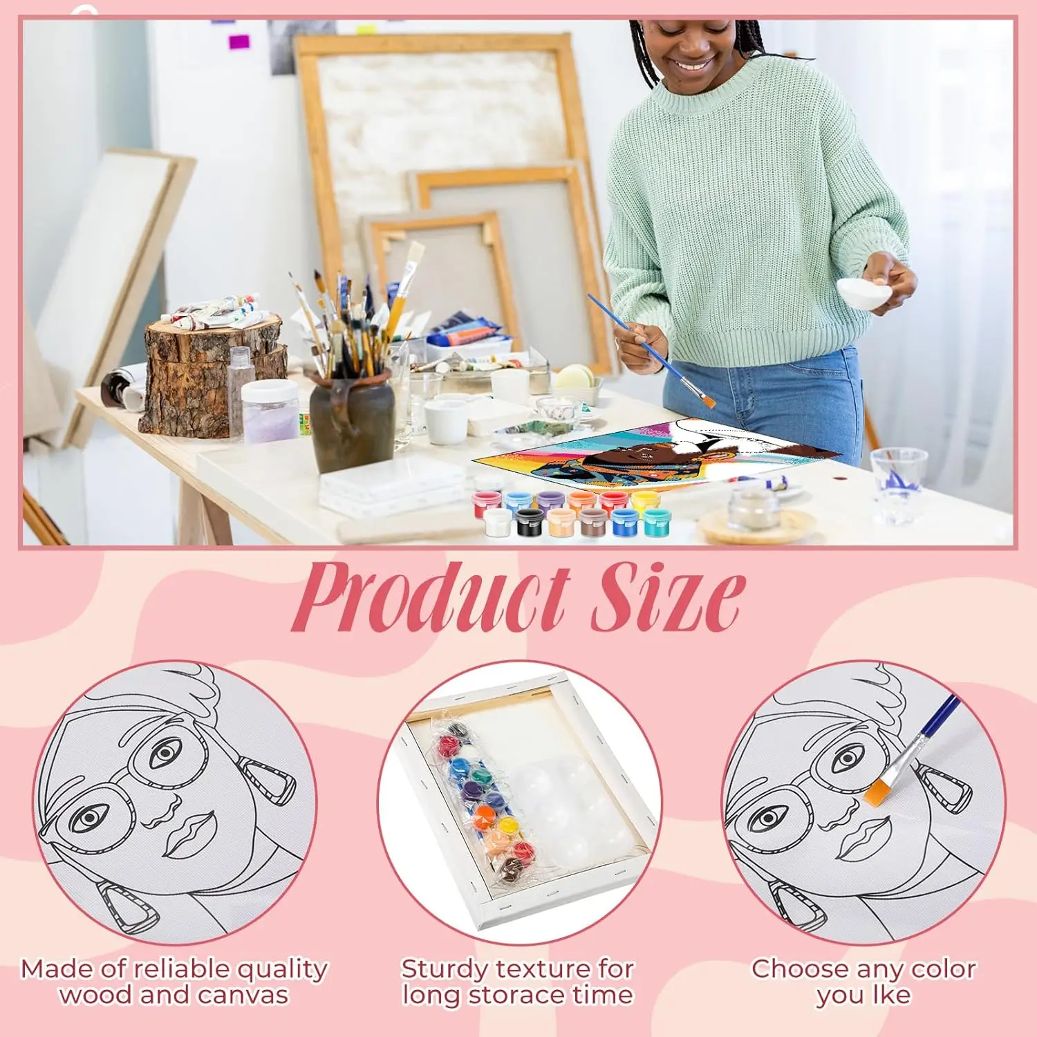 Pre Drawn Framed Paint And Sip Kit Pre Drawn For Painting For Adults Stretched Canvases Painting Paint Party Kits
