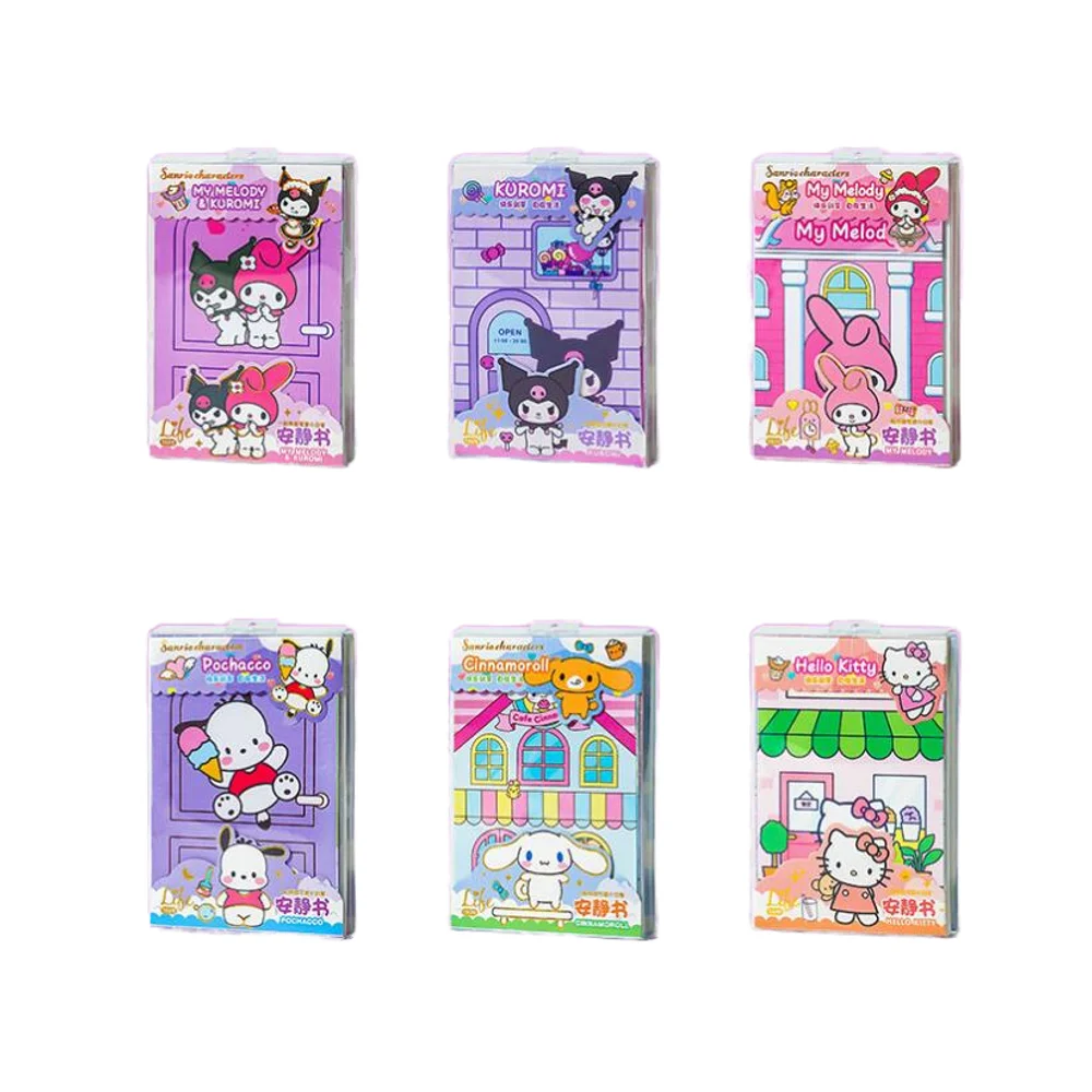 XUX 6 Styles 3D Mini DIY Book Stickers Kawaii Kuromi Melody Series Quiet Education Student Girl Toys Early Learning Books