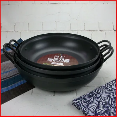 Chinese Preseasoned Cast Iron Wok OEM iron cast iron  Kitchen cookware with Double Handle