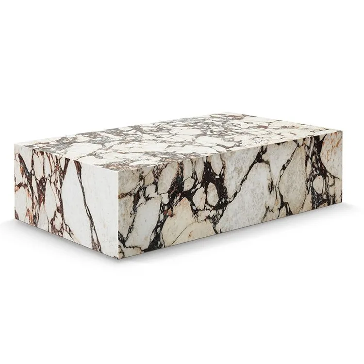 Luxury quality cheap price modern side table nordic Kaia Calacatta Viola Marble Plinth Block Large Coffee Table