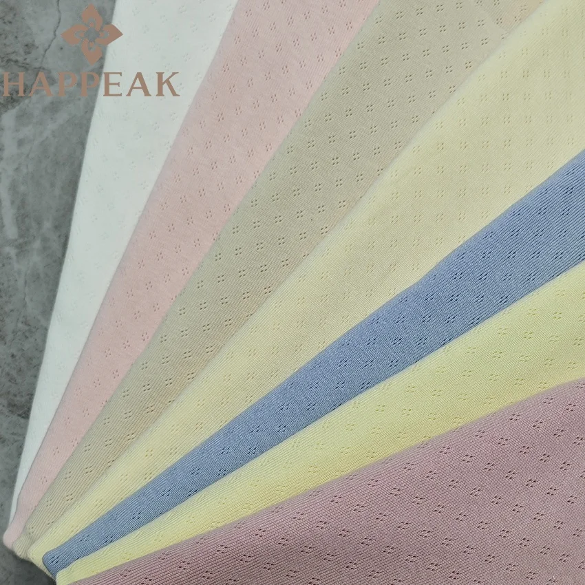 HAPPEAK Pure 100% Cotton Pointelle Fabric Soft Stretchy 230gsm Jacquard Knit Pointelle Fabric