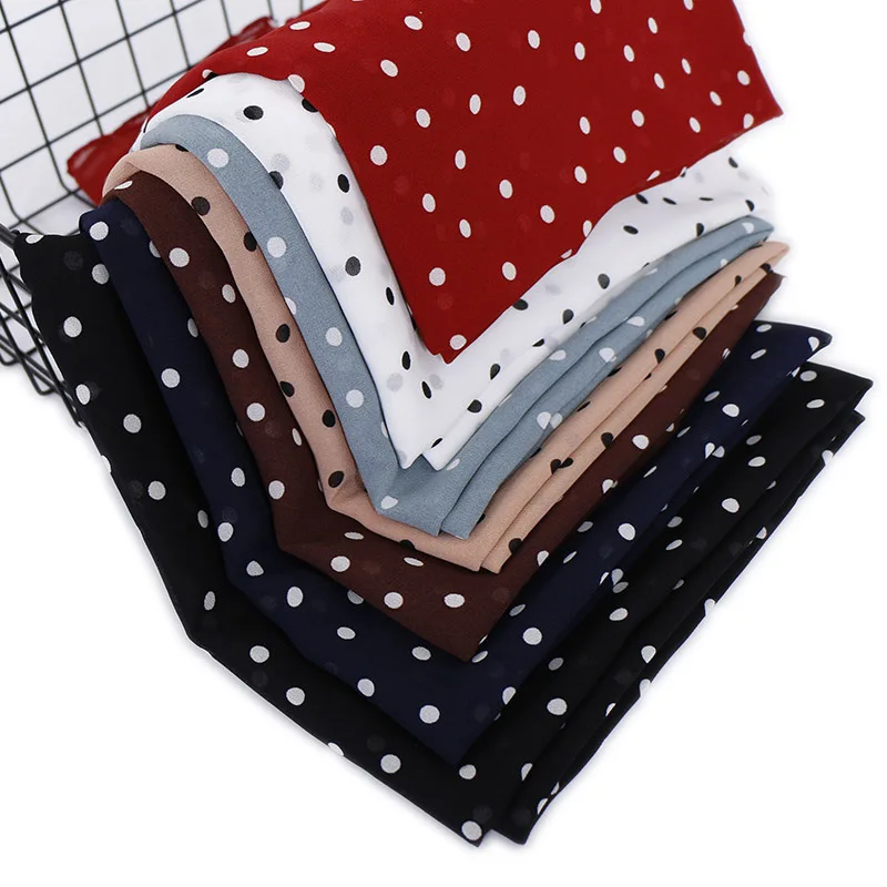 New Style Wholesale Bubble Chiffon Silk Scarf Shawl Hijab Classic Ladies Polk Dot Chiffon Hijab Soft And Breathable Silk Scarf