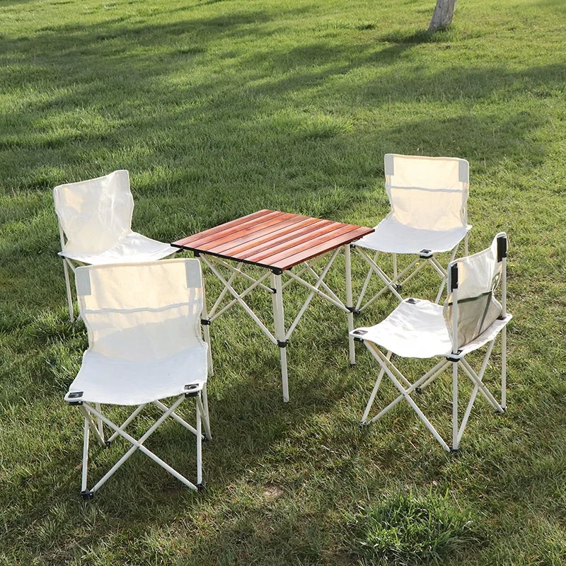 
Wholesale Lightweight Seat Stool Portable White Folding Camping Desk Table 4 Chairs Set 