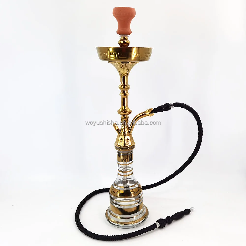 Arab Hookah for bar Lounge Text Bottle Striped Combination All Golden Bottle Zinc Alloy Shisha