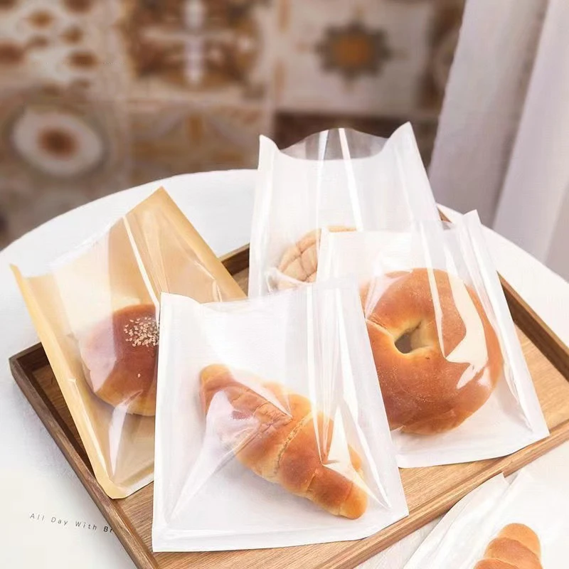 Disposable Kraft Logo Bread Paper Bag Oil-Proof Translucent Reclosable Plastic Packaging Small Kraft Paper Bags Cookie Candy