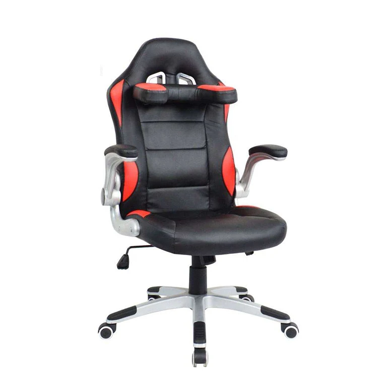 Cheap Racing Chair Black Red Leather Chair Height Adjustable U Pillow Best Office Gaming Chair for Kids Teens Adults Girls Boys