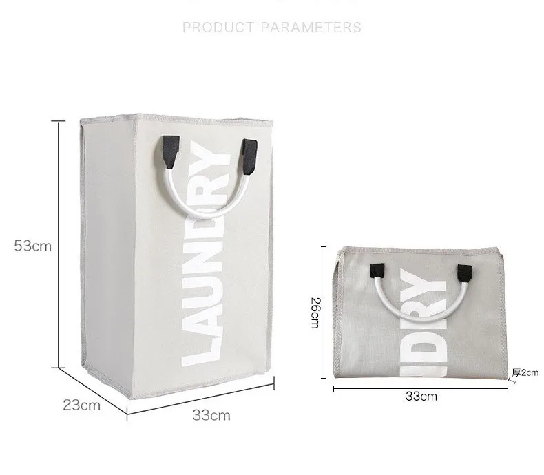 Cloth Laundry Basket Storage Bag Alloy Handle Foldable Hamper Waterproof Oxford Toy Organizer Large Capacity Laundry Bag