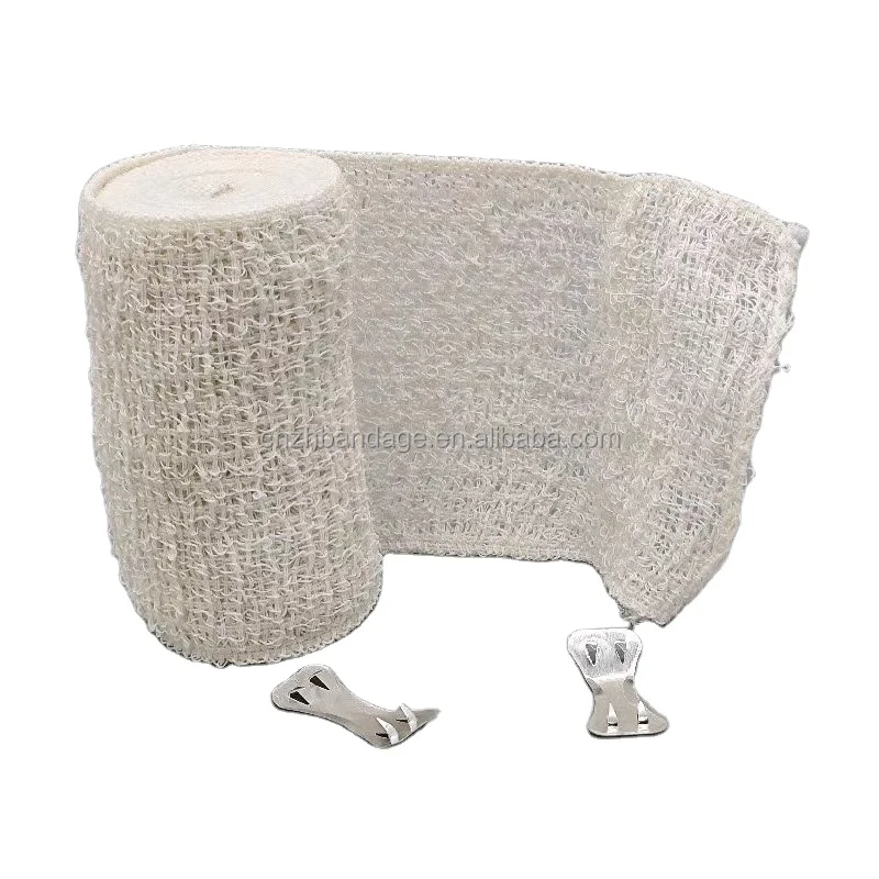 Elastic Wrinkle Raw White With Metal Clip Soft First Aid Kit Accessory Natural Colour Cotton Bandage
