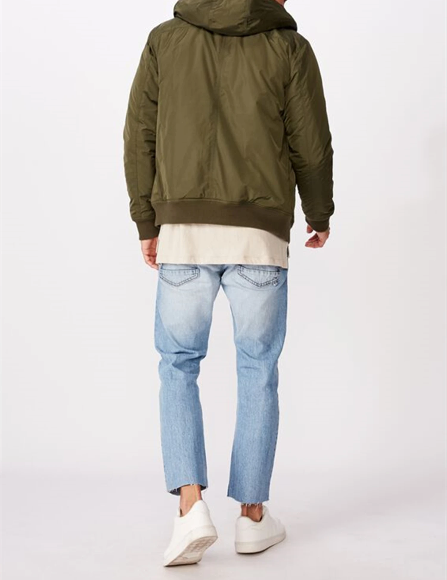 Custom green hooded polyester sherpa man jackets fleece faux fur bomber winter men coats