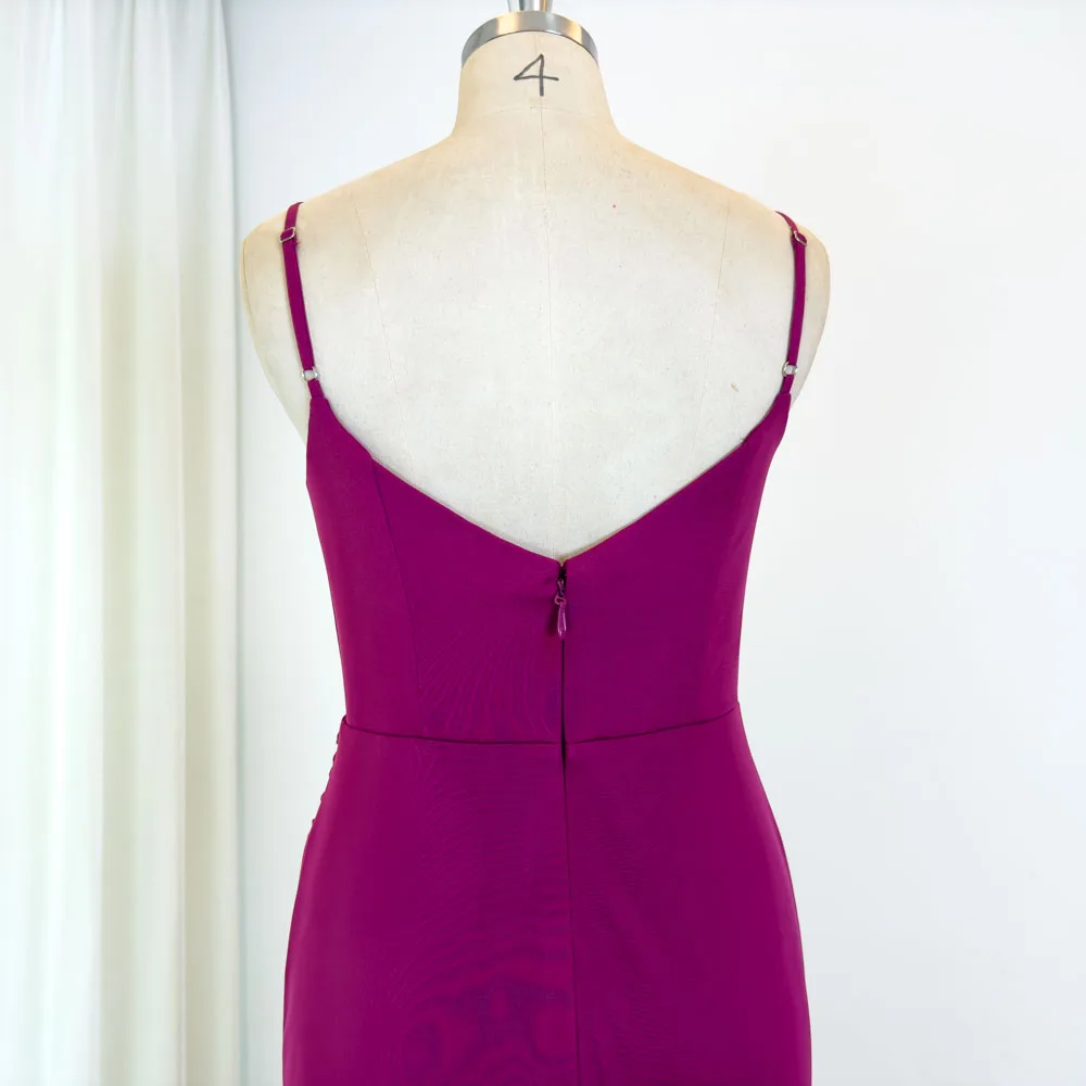 TEENYEE Adjustable Spaghetti Straps Luxury Bridesmaid Elegant Dinner Dress Party Wedding Dress On The Beach