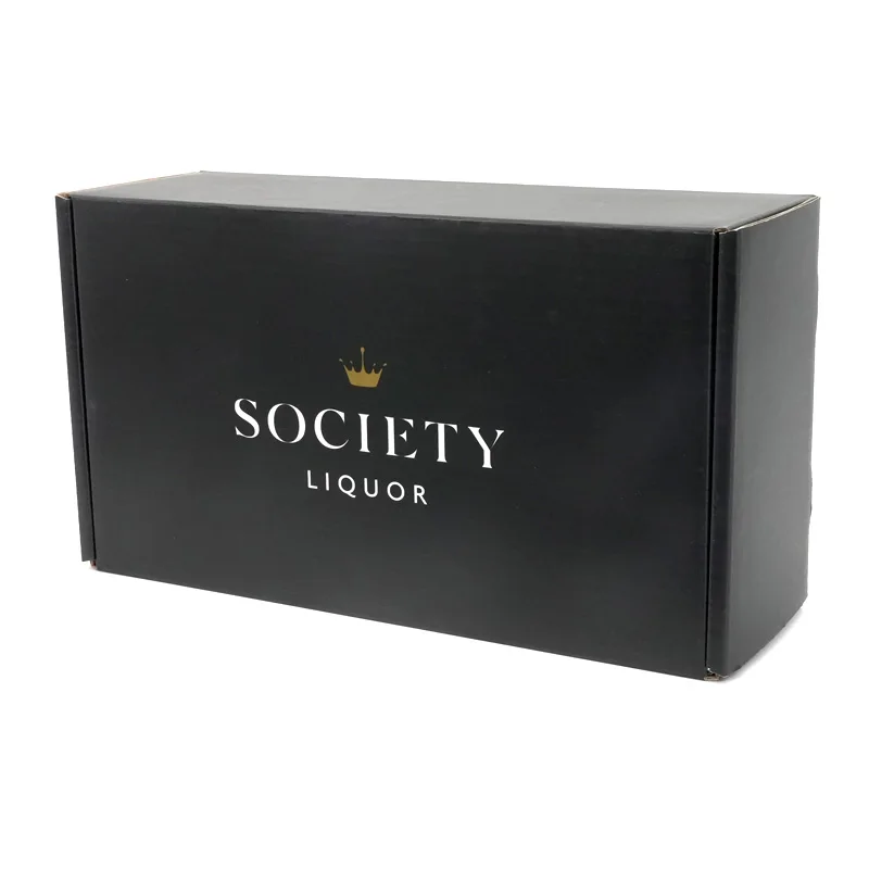 Custom Logo Printed Glass Bottle Use Paper Package Black Cardboard Wine Boxes