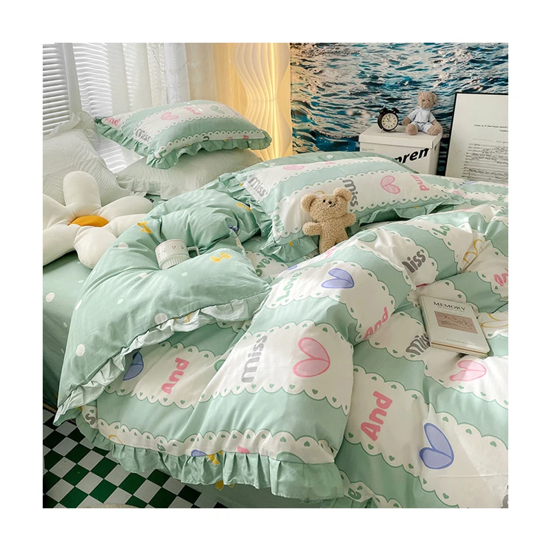 Постельное белье из 100% хлопка с принтом постельное Комплект постельного белья пододеяльником простыни для кровати