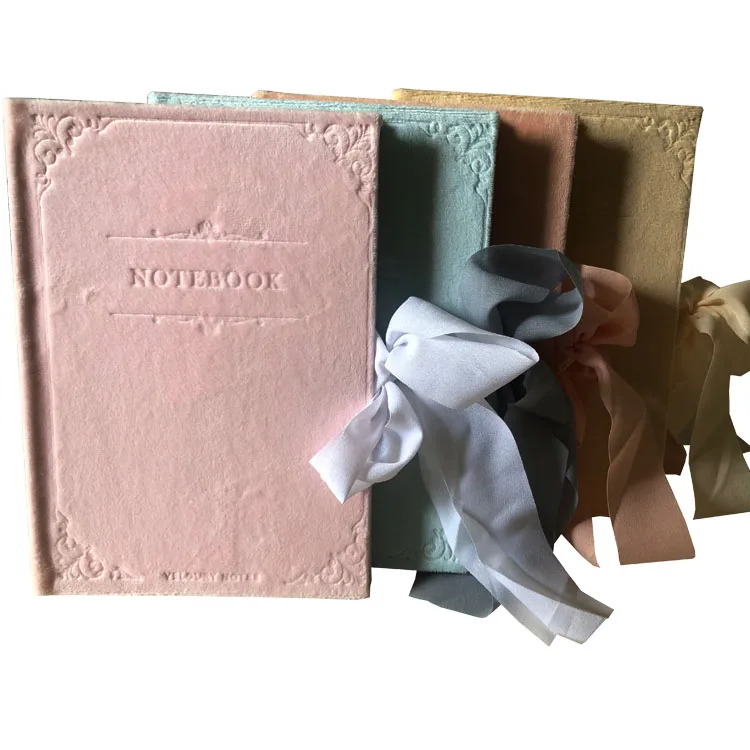 2021 hot sale new design stationery A4A5A6 notebook colorful various color embroidering logo velvet fabric cover diary notebook