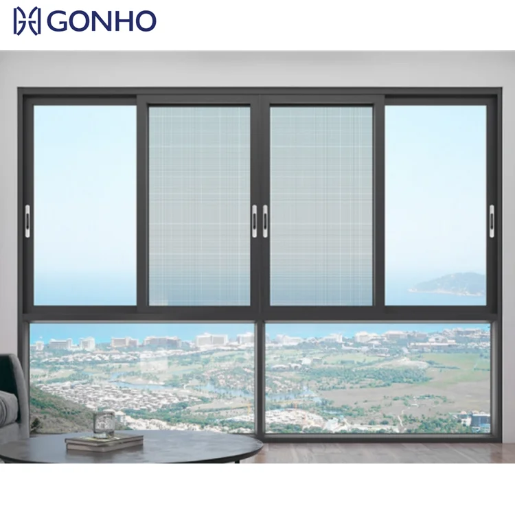 Индивидуальные алюминиевые скользящие окна устойчивые Ураганные раздвижные стеклянные для дома