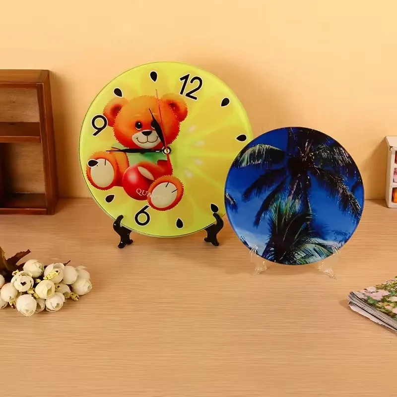 FastSub BL-27 Hot selling 20*20cm Round Shape Blank Sublimation Printable Glass Clock