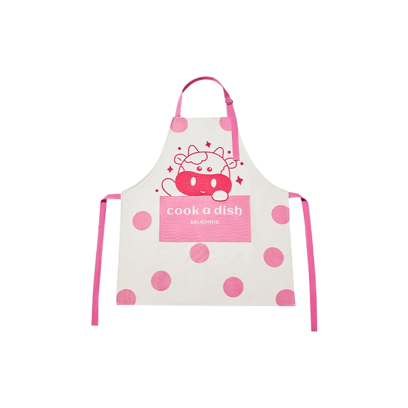 Home Kitchen essential cartoon pattern cleaning apron, adjustable neckband, waterproof and oil resistant kitchen tools