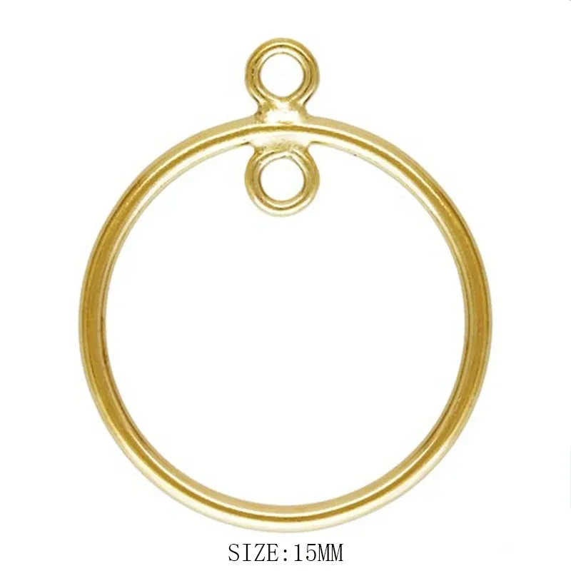 Geometric Circle Earrings Connector Charms 14K Gold Filled 15-30MM Round Drop Pendant With Ring for Large Hoop Making
