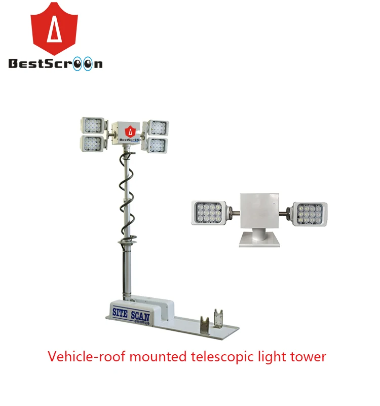 Car Roof Mounted 1.8 meter 2*200W or 4*200w Flood LED Light Tower spotlight light tower