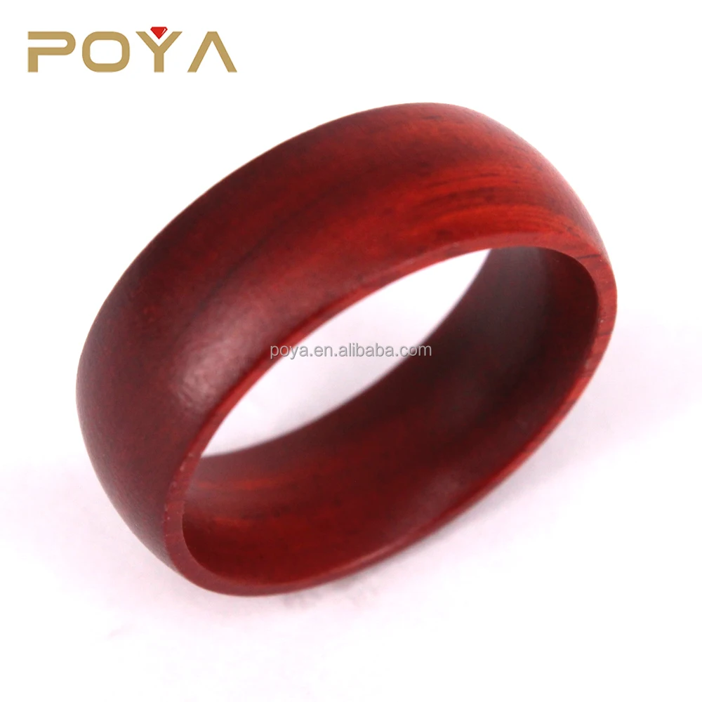 Red Sandalwood Ring,Wood Wedding Band Ring For His and Her,8MM Domed Comfort Fit