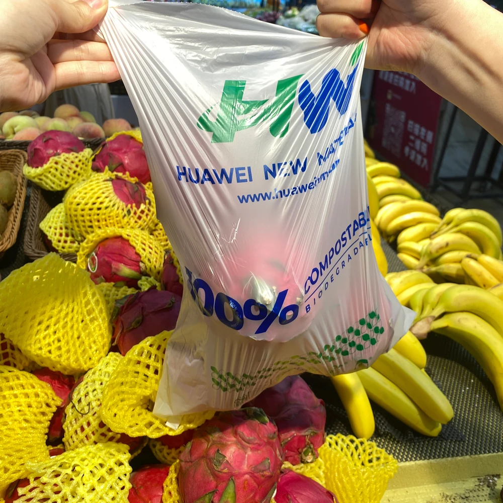 High Transparency Biodegradable Compostable Fruit Vegetable Storage Produce Bags Roll Biodegradable Open Top Flat Bag