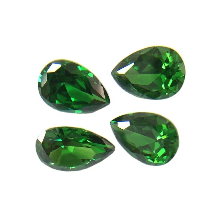 Loose hot sale water droplets 5x7mm 6x9mm gemstone synthetic (lab Created) green pear cubic zirconia