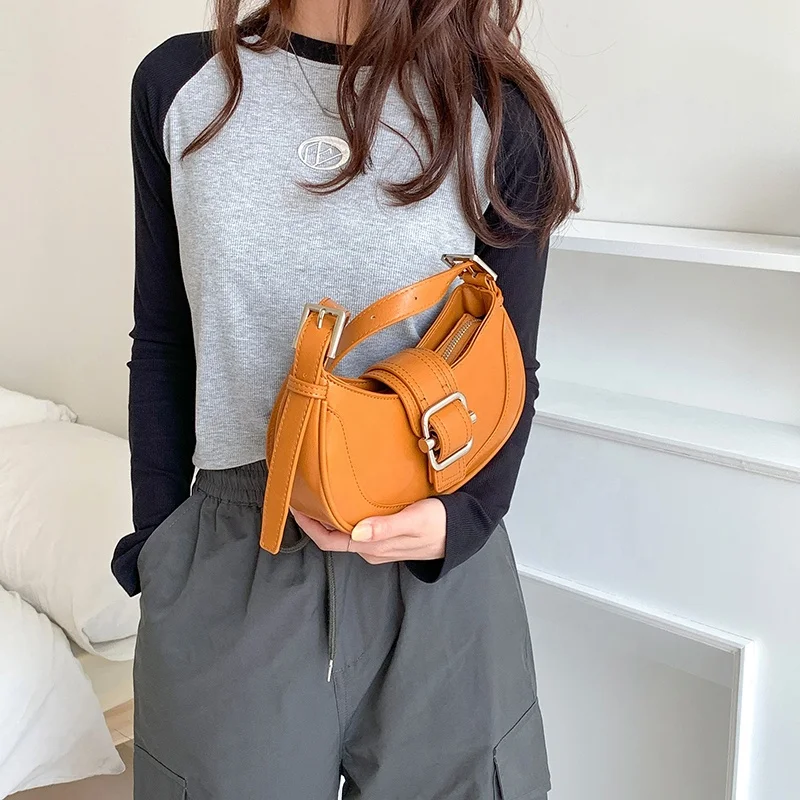 Retro PU Leather Handbag Luxury Denim Blue Designer Hand Bag Wool Joining Leather Ladies Underarm Shoulder Bag