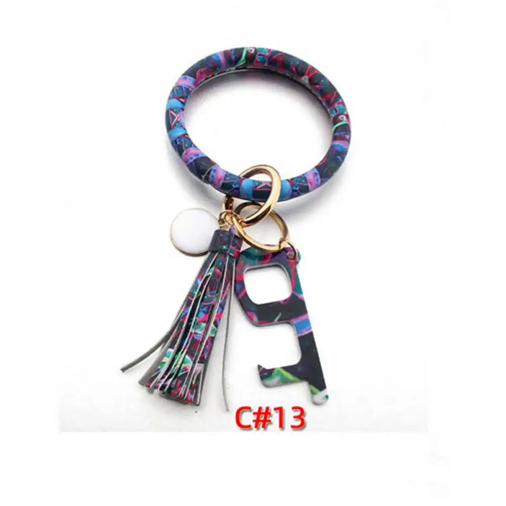 
Popular Hot Selling Fashion Acrylic Floral Pattern Door Opener Tool Touchless Stylus Key Chain Keyring 
